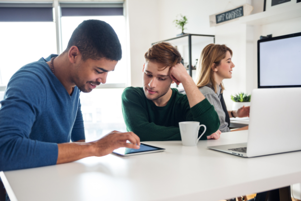 OPT Blog Image - Employees choosing a digital reward while enjoying some coffee bought using a gift card