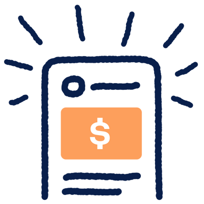 Graphic of mobile phone with a digital gift card loadec