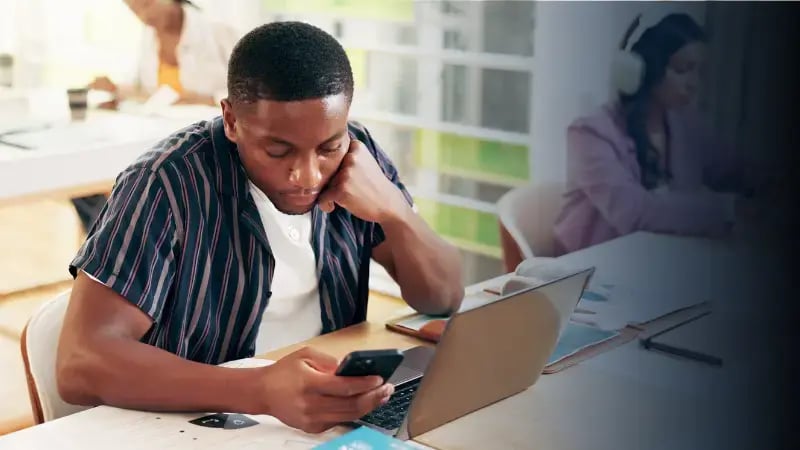 College student receiving a digital incentive on his phone.