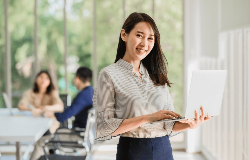 Interested employee happy about gift cards.