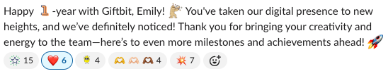 employee shoutout on slack